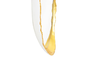 Phillips Collection Broken Egg Mirror - Sculptural Modern Wall Décor with Fluted Edge for Contemporary Interiors White and Gold Leaf PH67505