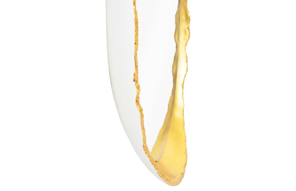 Phillips Collection Broken Egg Mirror - Sculptural Modern Wall Décor with Fluted Edge for Contemporary Interiors White and Gold Leaf PH67505