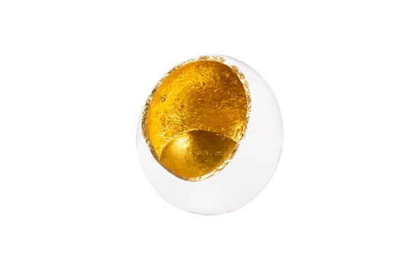 Phillips Collection Broken Egg Vase - Elegant White And Gold Leaf Decorative Accessory For Modern Home Décor Gold,White Resin Ph67508