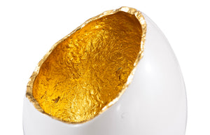 Phillips Collection Broken Egg Vase - Elegant White And Gold Leaf Decorative Accessory For Modern Home Décor Gold,White Resin Ph67508