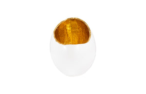 Phillips Collection Broken Egg Vase - Elegant White And Gold Leaf Decorative Accessory For Modern Home Décor Gold,White Resin Ph67508