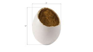 Phillips Collection Broken Egg Vase - Elegant White And Gold Leaf Decorative Accessory For Modern Home Décor Gold,White Resin Ph67508