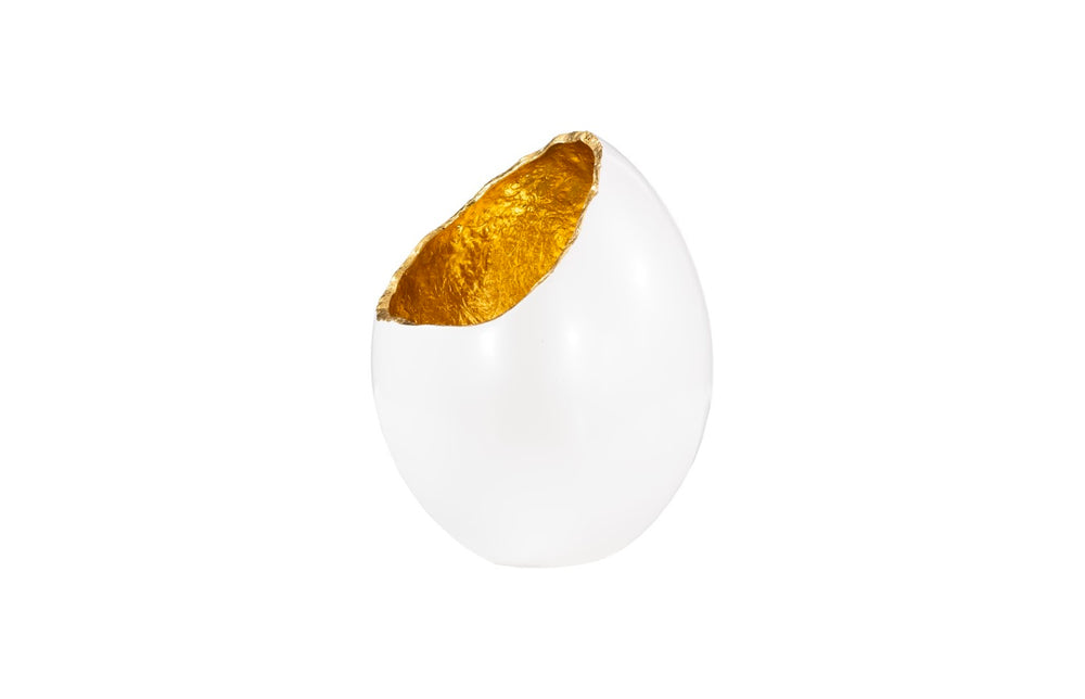 Phillips Collection Broken Egg Vase - Elegant White And Gold Leaf Decorative Accessory For Modern Home Décor Gold,White Resin Ph67508