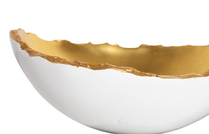 Phillips Collection Broken Egg Bowl - Elegant Decorative Accent with Luminous Silver Finish for Stylish Home Displays White and Gold Leaf PH67509