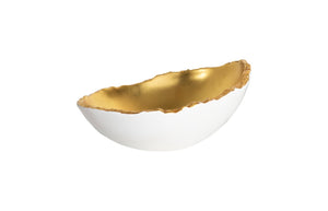 Phillips Collection Broken Egg Bowl - Elegant Decorative Accent with Luminous Silver Finish for Stylish Home Displays White and Gold Leaf PH67509