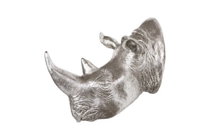 Phillips Collection Rhino Wall Art Sculpture - Striking Silver-Finished Wildlife Décor for Modern Living Spaces Resin, Silver Leaf PH67513