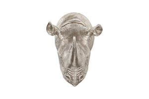 Phillips Collection Rhino Wall Art Sculpture - Striking Silver-Finished Wildlife Décor for Modern Living Spaces Resin, Silver Leaf PH67513