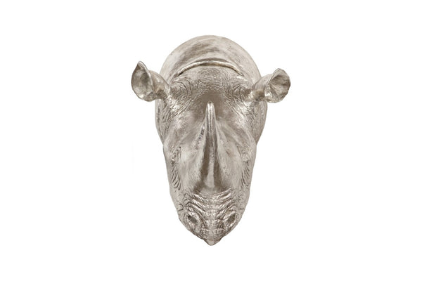 Phillips Collection Rhino Wall Art Sculpture - Striking Silver-Finished Wildlife Décor for Modern Living Spaces Resin, Silver Leaf PH67513