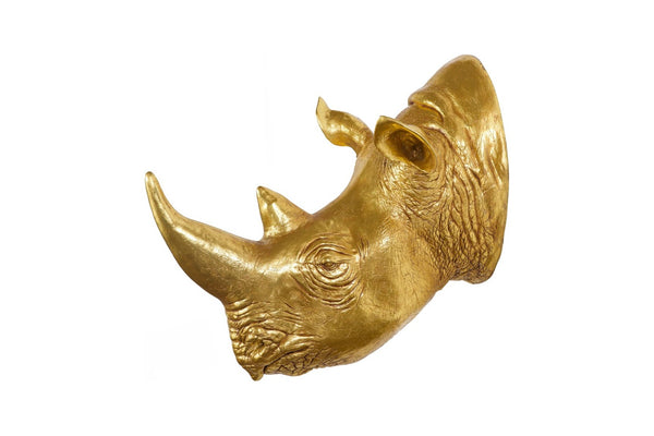 Phillips Collection Rhino Wall Art Sculpture - Striking Silver-Finished Wildlife Décor for Modern Living Spaces Resin, Gold Leaf PH67514