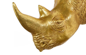 Phillips Collection Rhino Wall Art Sculpture - Striking Silver-Finished Wildlife Décor for Modern Living Spaces Resin, Gold Leaf PH67514