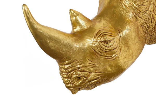 Phillips Collection Rhino Wall Art Sculpture - Striking Silver-Finished Wildlife Décor for Modern Living Spaces Resin, Gold Leaf PH67514