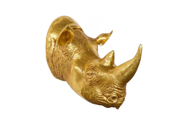 Phillips Collection Rhino Wall Art Sculpture - Striking Silver-Finished Wildlife Décor for Modern Living Spaces Resin, Gold Leaf PH67514