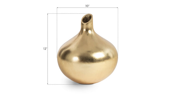 Phillips Collection Katha Gold Leaf Vase – Stunning Pear-shaped Decorative Accessory For Modern Organic Arrangements Gold Resin Ph67521