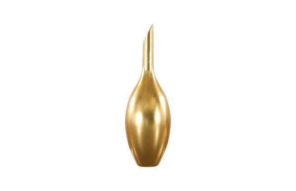 Phillips Collection Laura Gold Leaf Vase - Long-necked Decorative Bottle For Stunning Floral Arrangements & Home Decor Gold Resin Ph67522