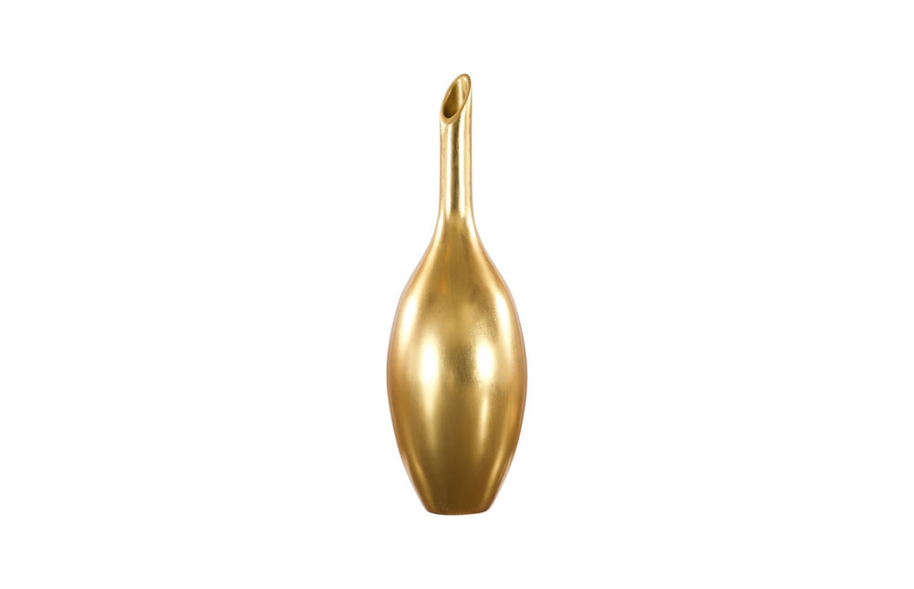 Phillips Collection Laura Gold Leaf Vase - Long-necked Decorative Bottle For Stunning Floral Arrangements & Home Decor Gold Resin Ph67522