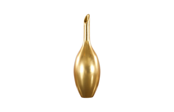 Phillips Collection Laura Gold Leaf Vase - Long-necked Decorative Bottle For Stunning Floral Arrangements & Home Decor Gold Resin Ph67522