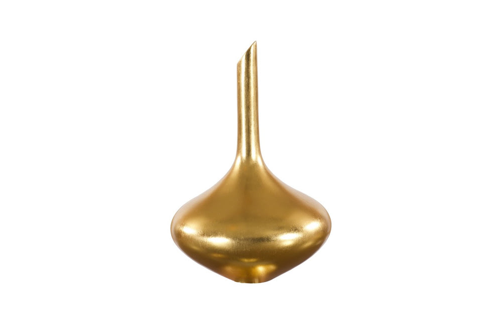 Phillips Collection Julian Gold Leaf Vase - Luminous Flared Flask Design For Stunning Decor & Modern Organic Style Gold Resin Ph67523