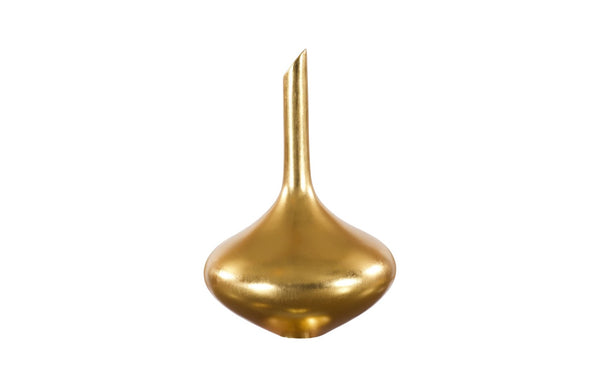 Phillips Collection Julian Gold Leaf Vase - Luminous Flared Flask Design For Stunning Decor & Modern Organic Style Gold Resin Ph67523