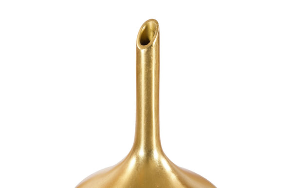 Phillips Collection Julian Gold Leaf Vase - Luminous Flared Flask Design For Stunning Decor & Modern Organic Style Gold Resin Ph67523