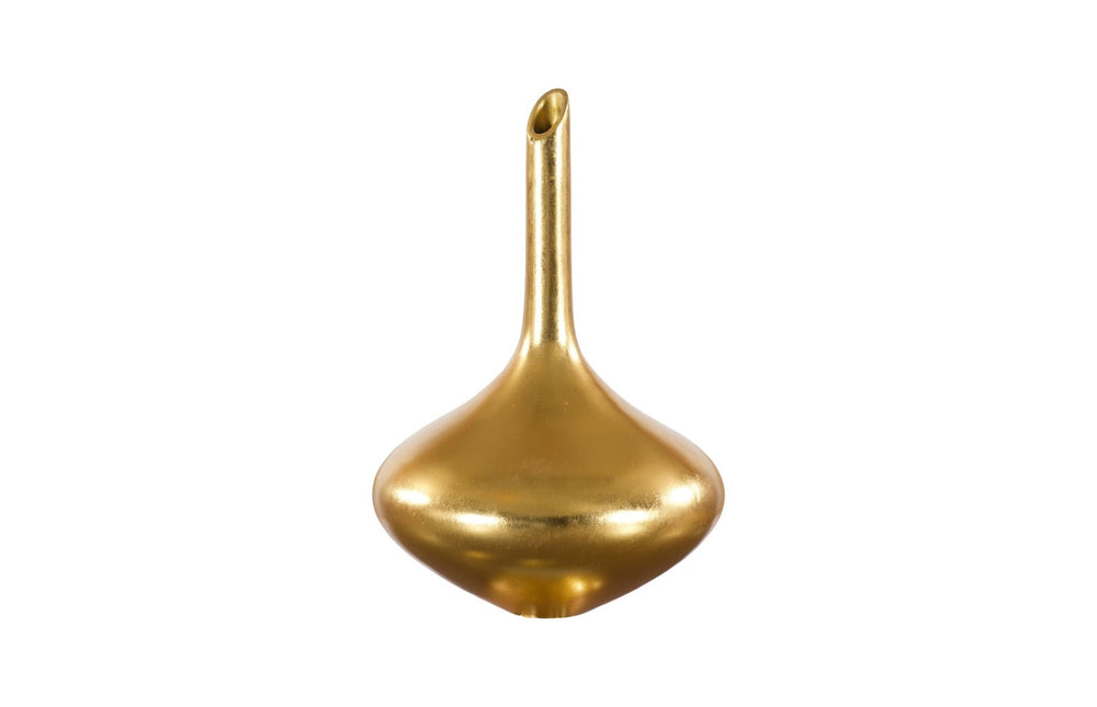 Phillips Collection Julian Gold Leaf Vase - Luminous Flared Flask Design For Stunning Decor & Modern Organic Style Gold Resin Ph67523