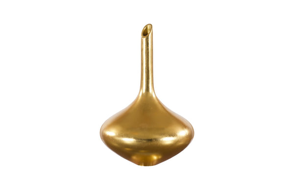 Phillips Collection Julian Gold Leaf Vase - Luminous Flared Flask Design For Stunning Decor & Modern Organic Style Gold Resin Ph67523