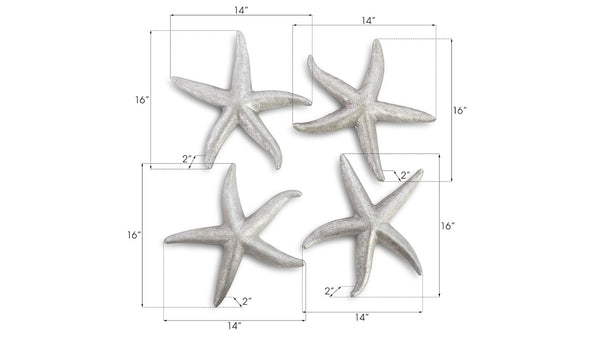 Phillips Collection Starfish, Elegant Silver Leaf Decor for Coastal Interiors - Whimsical Set of Four Stunning Pieces Silver Leaf, Set of 4, MD PH67530