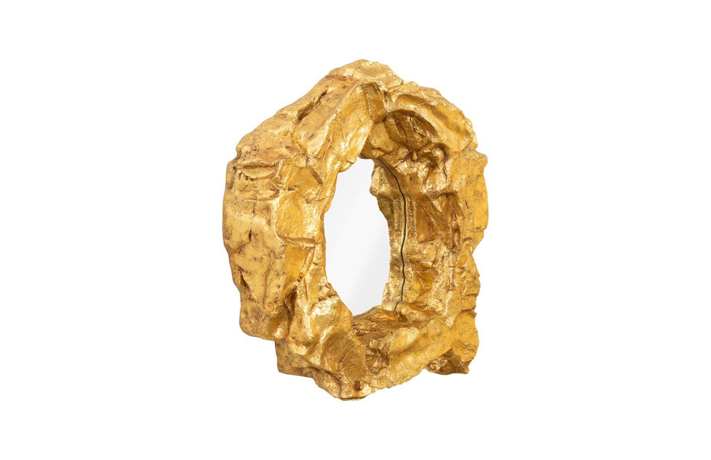 Phillips Collection Rock Pond Mirror - Asymmetrical Gold Leaf Accent for Modern, Eclectic Interiors - 40" Tall Design PH67588