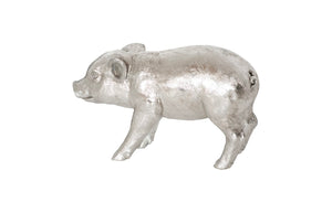 Phillips Collection Standing Piglet Sculpture In Silver Leaf - Charming Artisan-grade Design For Modern Home Decor Silver Resin Ph67601