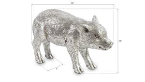 Phillips Collection Standing Piglet Sculpture In Silver Leaf - Charming Artisan-grade Design For Modern Home Decor Silver Resin Ph67601