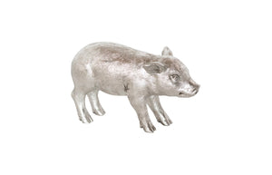 Phillips Collection Standing Piglet Sculpture In Silver Leaf - Charming Artisan-grade Design For Modern Home Decor Silver Resin Ph67601