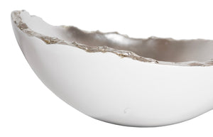 Phillips Collection Broken Egg Bowl - Elegant Decorative Accent with Luminous Silver Finish for Stylish Home Displays White and Silver Leaf PH67622