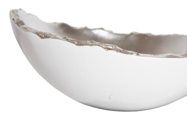 Phillips Collection Broken Egg Bowl - Elegant Decorative Accent with Luminous Silver Finish for Stylish Home Displays White and Silver Leaf PH67622