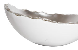 Phillips Collection Broken Egg Sculptural Bowl with Silver Leaf Interior and Pearl White Resin Finish PH67622