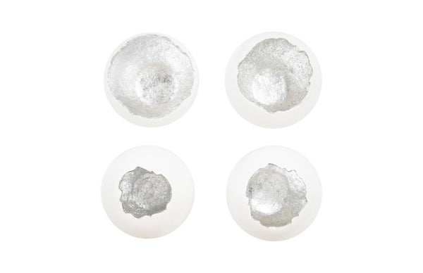 Phillips Collection Broken Egg Wall Art Sculptures - Modern Whimsy with Gold Leaf Interior for Elegant Home Decor White and Silver Leaf, Set of 4 PH67625