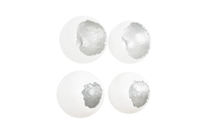 Phillips Collection Broken Egg Wall Art Sculptures - Modern Whimsy with Gold Leaf Interior for Elegant Home Decor White and Silver Leaf, Set of 4 PH67625