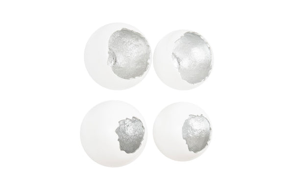 Phillips Collection Broken Egg Wall Art Sculptures - Modern Whimsy with Gold Leaf Interior for Elegant Home Decor White and Silver Leaf, Set of 4 PH67625