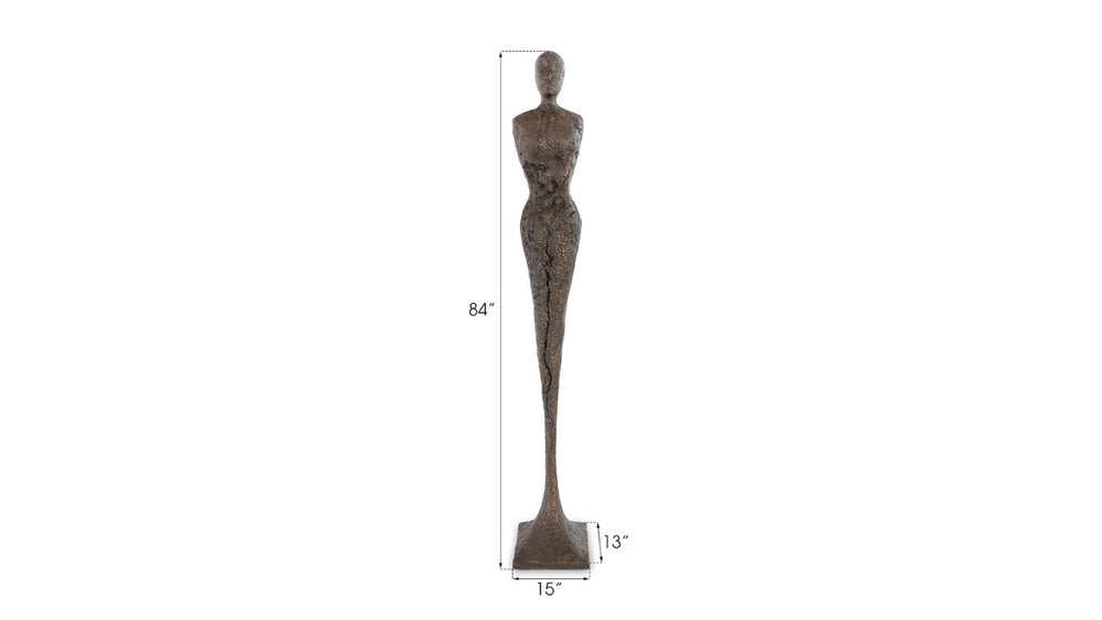 Phillips Collection Tall Chiseled Female Sculpture - Modern Art Piece for Elegant Interiors with Distinctive Texture and Style Resin, Bronze Finish PH67650