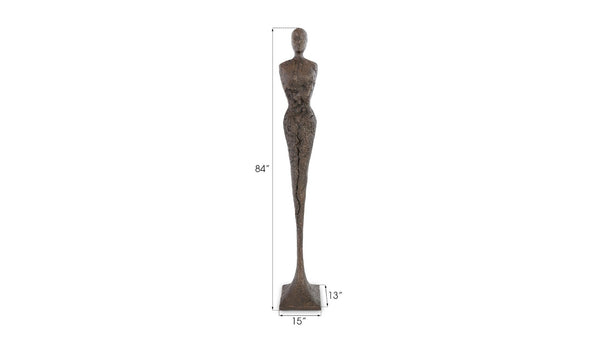 Phillips Collection Tall Chiseled Female Sculpture - Modern Art Piece for Elegant Interiors with Distinctive Texture and Style Resin, Bronze Finish PH67650