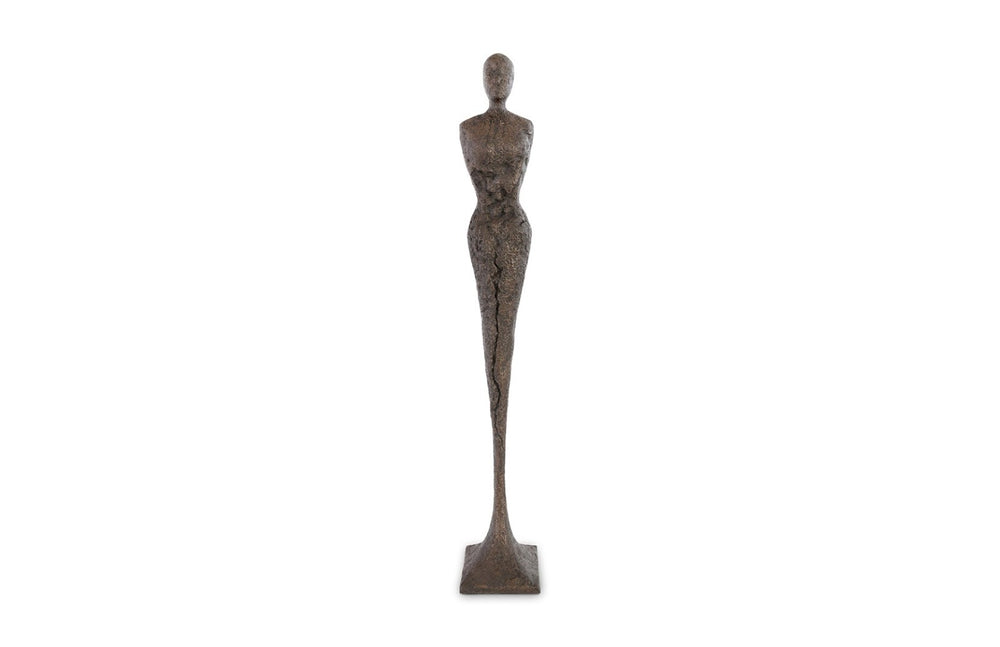 Phillips Collection Tall Chiseled Female Sculpture - Modern Art Piece for Elegant Interiors with Distinctive Texture and Style Resin, Bronze Finish PH67650