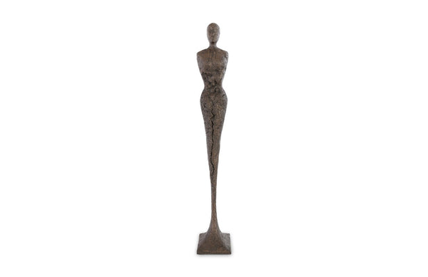 Phillips Collection Tall Chiseled Female Sculpture - Modern Art Piece for Elegant Interiors with Distinctive Texture and Style Resin, Bronze Finish PH67650
