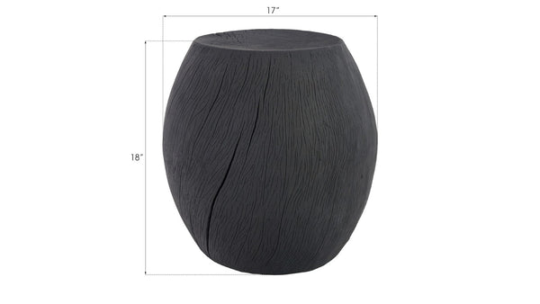Phillips Collection Drum Accent Stool – Versatile Decorative Pedestal with Modern-Organic Appeal for Any Room Decor Resin, Charred PH67660