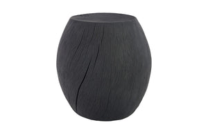 Phillips Collection Drum Accent Stool – Versatile Decorative Pedestal with Modern-Organic Appeal for Any Room Decor Resin, Charred PH67660