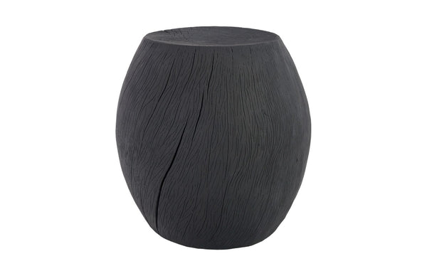 Phillips Collection Drum Accent Stool – Versatile Decorative Pedestal with Modern-Organic Appeal for Any Room Decor Resin, Charred PH67660