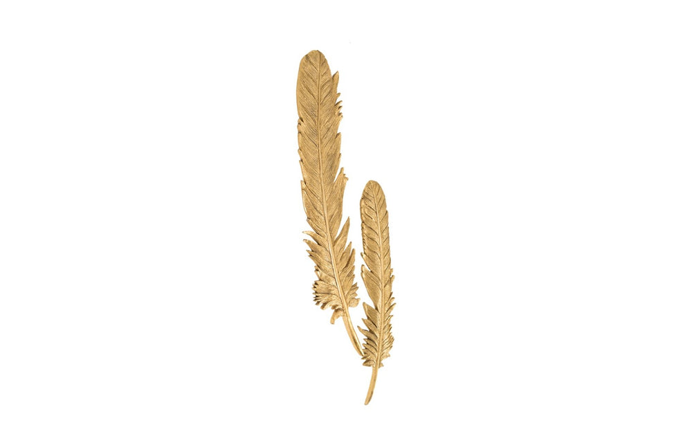Phillips Collection Feathers Wall Art - Modern Organic Silver Sculptures for Elegant Home Decor and Contemporary Style Small, Gold Leaf, Set of 2 PH67716