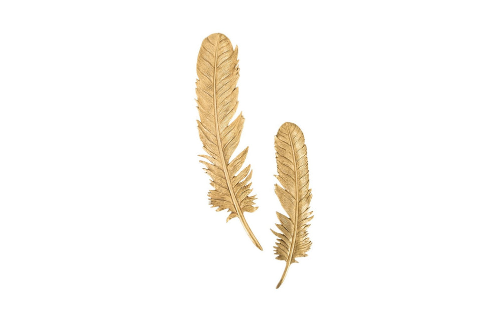 Phillips Collection Feathers Wall Art - Modern Organic Silver Sculptures for Elegant Home Decor and Contemporary Style Small, Gold Leaf, Set of 2 PH67716