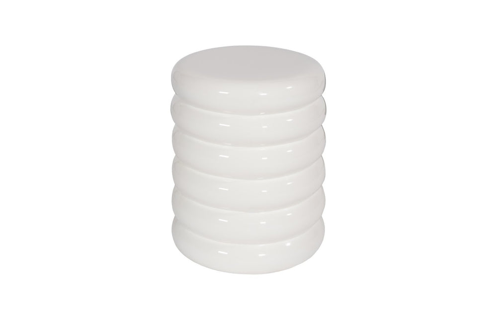 Phillips Collection Ribbed Stool - Versatile Contemporary Design for Extra Seating or Stylish Side Table in Any Room Gel Coat White PH67725
