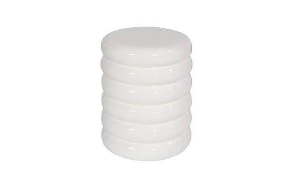 Phillips Collection Ribbed Stool - Versatile Contemporary Design for Extra Seating or Stylish Side Table in Any Room Gel Coat White PH67725