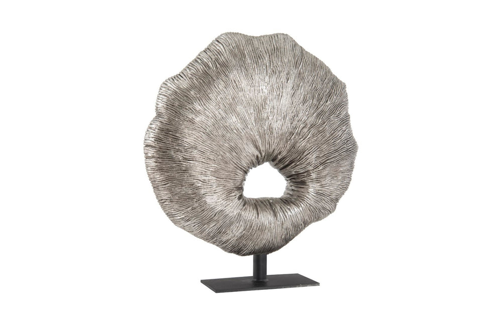 Phillips Collection Fungia Silver Leaf Sculpture - Captivating Nature-inspired Art Piece For Home Décor Lovers Silver Resin Ph67764