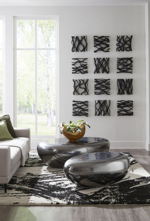 Phillips Collection River Stone Organic Sculptural Coffee Table Metallic Resin Living Room Centerpiece PH67800