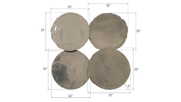Phillips Collection Cast Oil Drum Wall Discs - Industrial Glamour for Modern Spaces, Striking Decor for Any Room Liquid Silver, Set of 4 PH67805